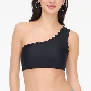 J‎ Crew Scalloped one-shoulder bikini top Womens Medium Black